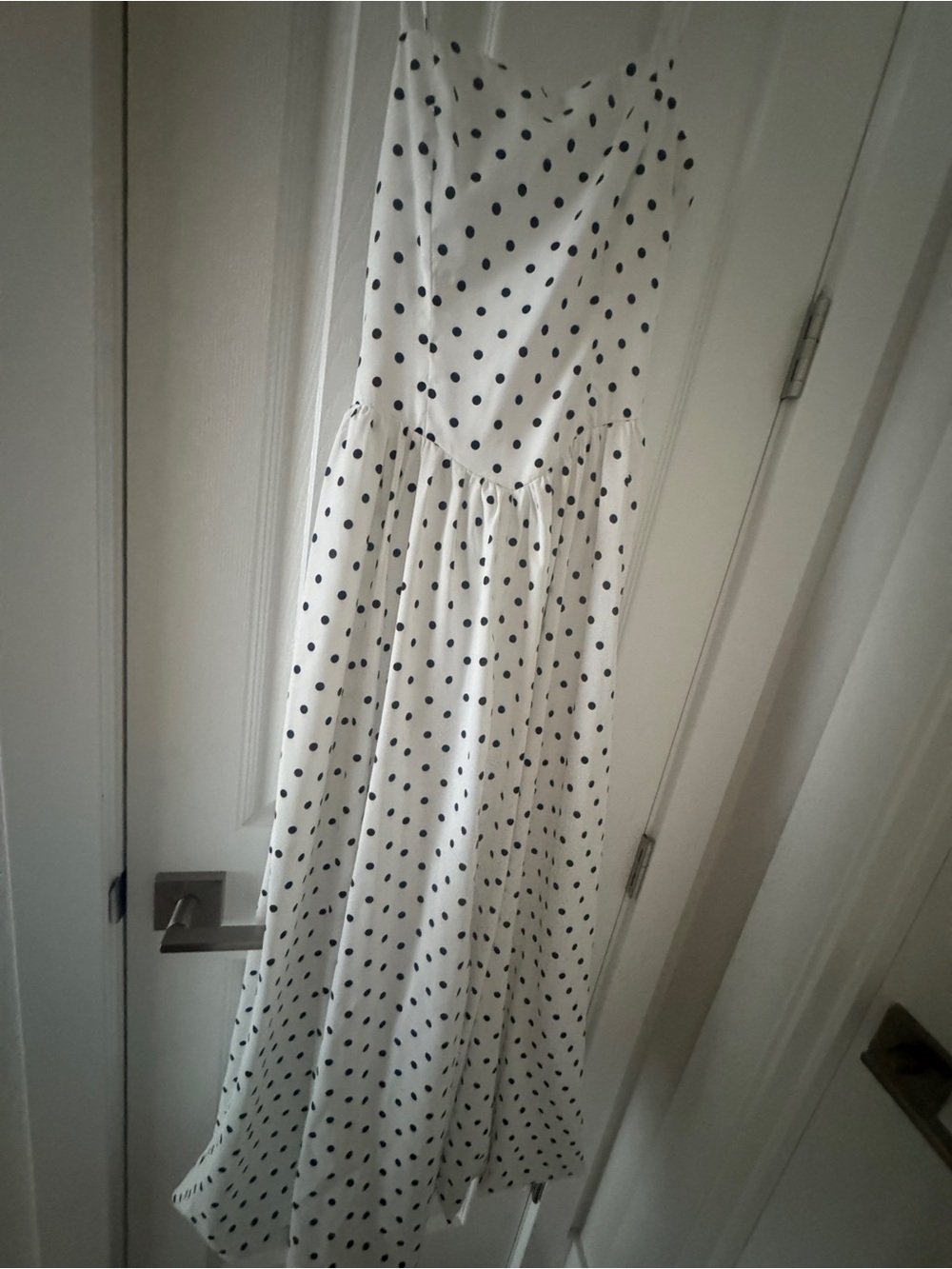 Polka dot drop waist bubble midi dress